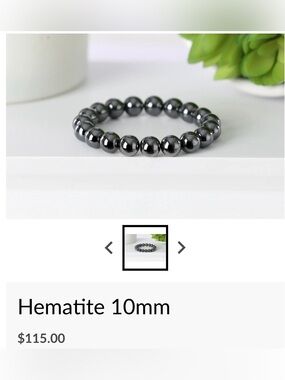 Hematite Beaded Stretch Bracelet - Black